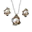 aa 9-10mm zoetwater parel met 925 zilveren halsketting en oorbellen sieraden set