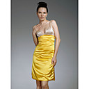 Sheath/Column V-neck Short/Mini Satin Cocktail Dress