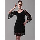 Lace Satin Sheath/ Column Scoop Short/ Mini Cocktail Dress