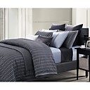 Yarn-dyed Cotton Satin Pinstripe 3-piece Queen-size Duvet Cover Set