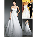 Lace Over Satin A-line Sweetheart Court Train Wedding Dress inspired by Jessica Simpson (WSM0455)