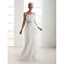 A-line Strapless Court Train Organza Wedding Dress