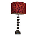 Red Table Light with arabesquitic Lampshade in Cylinder