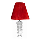 Crystal Table Light with Red Fabric Lampshade (E27 Bulb Base)