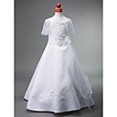 A-line Bateau Floor-length Satin Flower Girl Dress