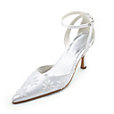 Top Quality Lace/ Satin Upper High Heel Closed-toes With Beading Wedding Shoes/ Bridal Shoes
