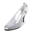  cuir véritable orteils au talon aiguille haut peep avec strass / chaussures de mode bowknot au talon