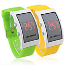 Pair of Soft Silicone Wristband Red LED Wrist Watch - Yellow & Green