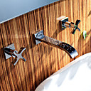 Solid Brass Wall Mount Bathroom Sink Faucet (Widespread)