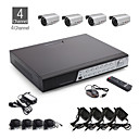 4ch cctv kit + 4 stuks donkergrijs waterproof camera met led 36pcs + 500GB HDD