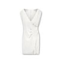 TS White Gathered Waist Deep V Cocktail Dress Inspired by Celebrity Style