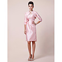 Sheath/Column Strapless Knee-length Beaded Taffeta Mother of the Bride Dress With A Wrap