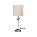 Crystal 1-Light Table Light with White Fabric Lamp