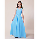 gaine / colonne v-cou-parole longueur empire robe de mousseline de demoiselle d'honneur junior
