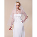 Two-tier Fingertip Wedding Veil With Lace Applique Edge