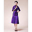 Trumpet/Mermaid Strapless Knee-length Taffeta Mother of the Bride Dress With A Wrap