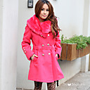 TS Pink Fur Trimmed Pea Coat