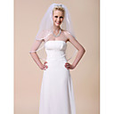 Two-tier Elbow Wedding Veils With Ribbon Edge