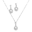 14 mm witte zoetwaterparels met 925 zilveren ketting & oorbellen set