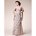  A-line Strapless Floor-length Chiffon Taffeta Mother of the Bride Dress With A Wrap