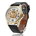 Orologio meccanico, da uomo, con cinturino in pelle nero