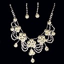 Rhinestone & Freshwater Pearl In 925 Silver Necklace & Earring Set