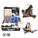 Damascus Hand-made 2 Tattoo Machines Kit with LCD Power and 40 Color Ink