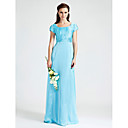 Sheath/Column Scoop Floor-length Chiffon Stretch Satin Bridesmaid Dress