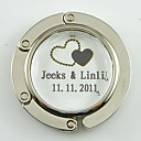 Personalized Stainless Steel Purse Valet With Acrylic Diamond – Double Hearts