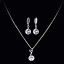 Gorgeous Cubic Zirconia 14K Gold Plated Wedding Jewelry Set Including Necklace And Earrings