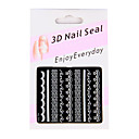 6 stickers nail art style français blanc / noir / broche en dentelle k