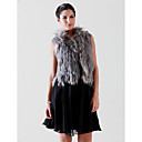 Sleeveless Rabbit Fur With Fringed Fur Wrap