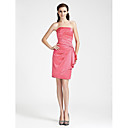 Sheath/Column Strapless Knee-length Side-Draped Satin Bridesmaid Dress
