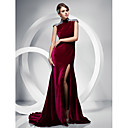 Trumpet/Mermaid High Neck Sweep/Brush Train Velvet Evening Dress
