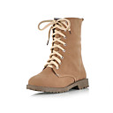 Suede Upper Chunky Heel Ankle Boots With Lace-up Honeymoon Shoes More Colors Available