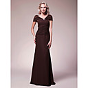 Sheath/Column V-neck Floor-length Chiffon Mother of the Bride Dress