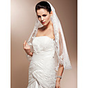 One-tier Elbow Wedding Veils With Lace Applique Edge