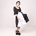 Halb-Ärmel Tee-Länge schwarz weiß Jazz Wolle klassische Lolita Kleid