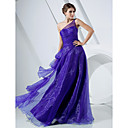 A-line One Shoulder Floor-length Organza Evening Dress