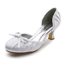 Top Quality Satin Upper Mid Heel Closed-toes With Bow Wedding Shoes/ Bridal Shoes .More Colors Available