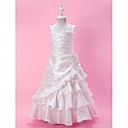A-line Floor-length Taffeta Flower Girl Dress With Straps