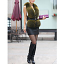 Shawl Collar Sleeveless Raccoon Fur Office/Career Vest (More Colors)