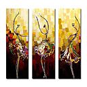 Hand-painted Abstract Oil Painting with Stretched Frame - Set of 3