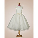 Ball Gown V-neck Tea-length Satin Flower Girl Dress