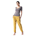 Yoga&Aerobics Woman Sports Wear Yoga Suit (Gray Tops+Yellow Pants)