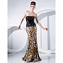Trumpet/Mermaid Strapless Sweep/Brush Train Lace Over Charmeuse Evening Dress
