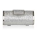 Silber Satin mit Kristall / Strass Abendtasche / Clutch