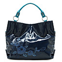 stampa floreale con paillettes in vernice tote bag (45cm * 35cm * 14cm)