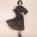 TS Star Print Chiffon Lantern Sleeve Maxi Dress (More Colors)