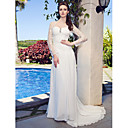 Sweetheart Neck Lace And Chiffon Wedding Dress With Sweep/Brush Train